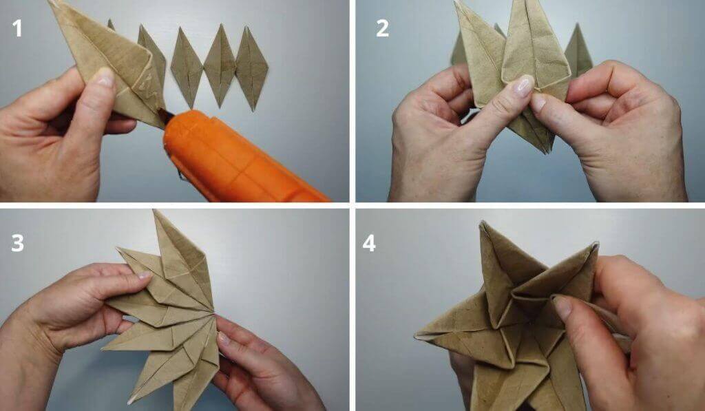 Ensamblaje de las piezas para crear una flor decorativa con un toque original.
