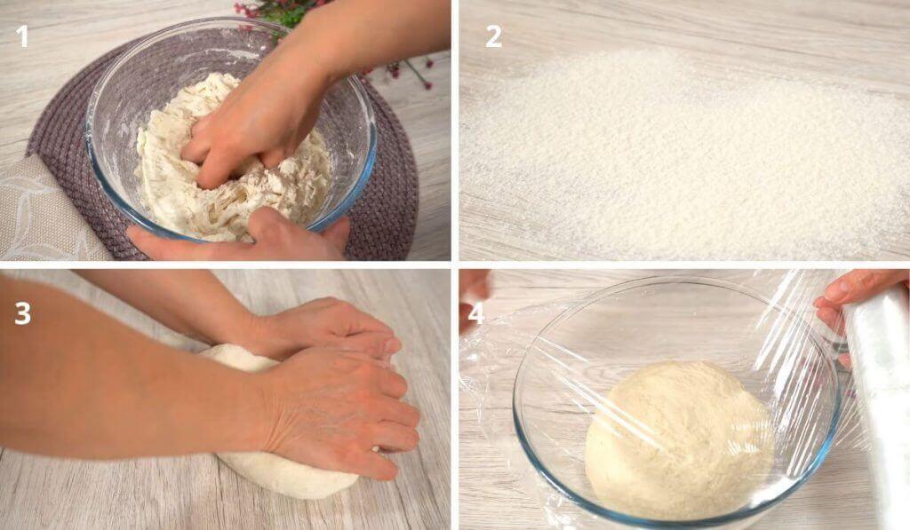 Amasado de la masa para los Panes Rellenos de 100 Años en cuatro pasos.