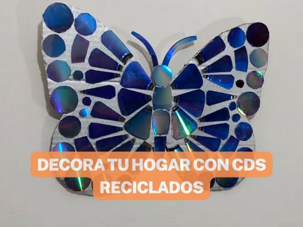 HERMOSA DECORACIÓN PARA LA PARED DE LA SALA HECHA CON CDS RECICLADOS