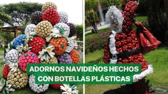 ADORNOS NAVIDEÑOS HECHOS CON BOTELLAS PLÁSTICAS PARA EXTERIORES