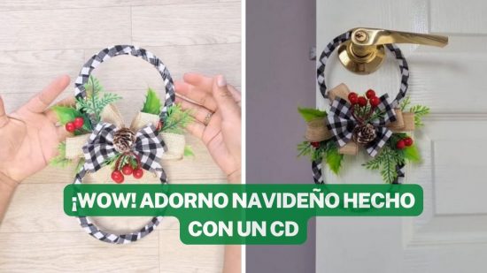 TUTORIAL PARA HACER UN ADORNO NAVIDEÑO PARA LA PUERTA CON UN CD RECICLADO