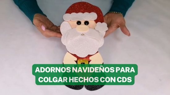 CÓMO HACER ADORNOS NAVIDEÑOS PARA COLGAR CON CDS RECICLADOS