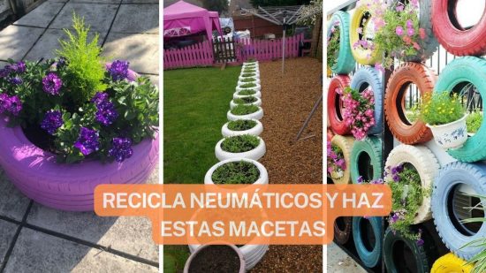HERMOSAS MACETAS HECHAS CON NEUMÁTICOS RECICLADOS