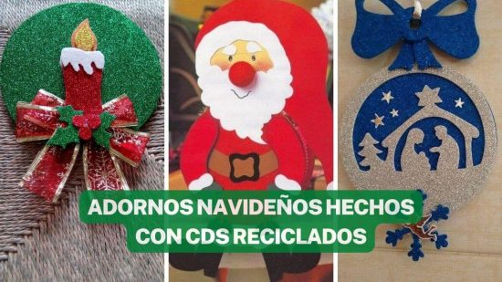 HERMOSOS ADORNOS NAVIDEÑOS HECHOS CON CDS RECICLADOS